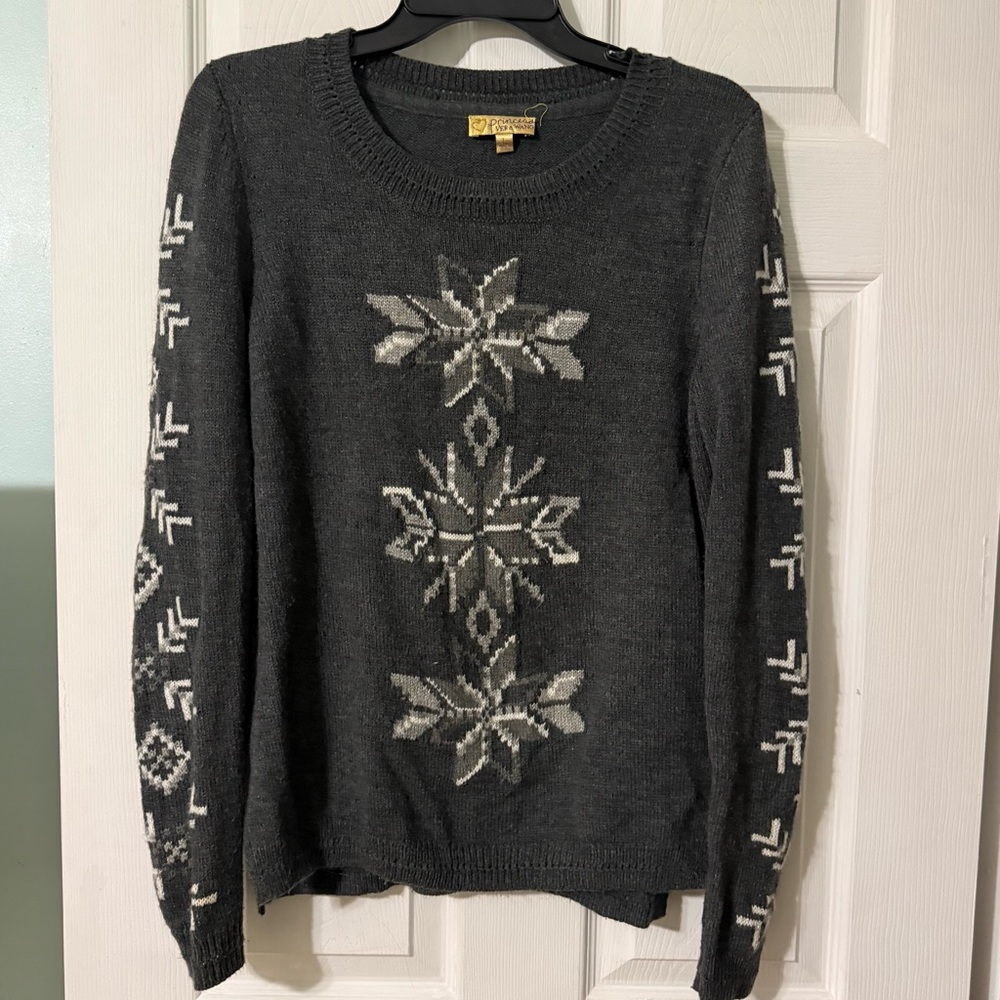 Princess Vera Wang Snowflake Sweater Juniors Large Gray